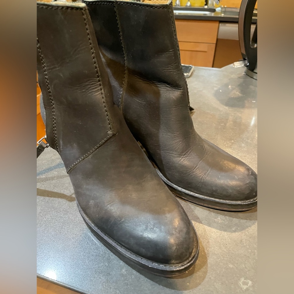 ACNE black leather low boots
